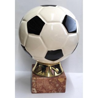 Porzellantrophe Fuball auf Marmorsockel H=20 cm