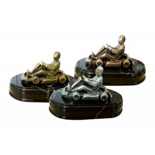 Resinfigur Motorsport Go-Kart goldfarben 110 mm