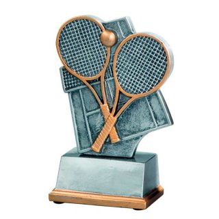 Resinfigur Tennis silber 80mm