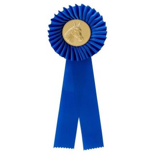 Rosette 1- Ring versch. Farben Alu-Embl. Pferdekopf