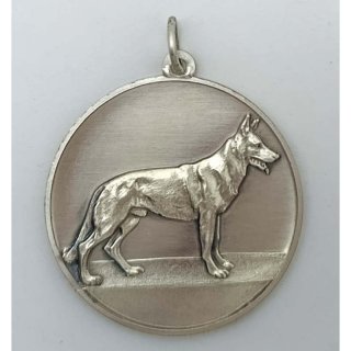 Schferhund mit se  50mm, silberfarben in Metall