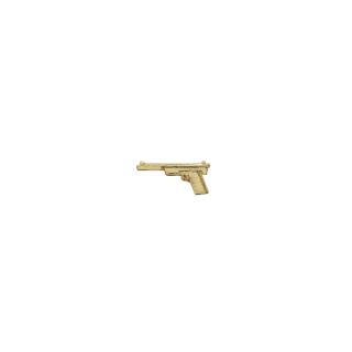 Schtzenabzeichen, Pistole 15 mm  vergoldet, mit langer Nadel