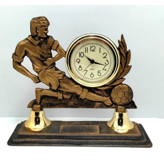 Stnder mit Uhr Fuballspieler Metall 20 cm inkl. Gravur