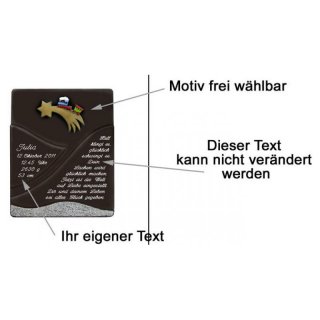 Tafel mit Spruch zur Geburt 18x22 cm personalisierbar