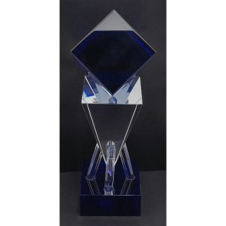 Trophe Blue-Quadro Kristall 32 cm