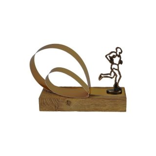 Trophe Laufen H=190 mmauf naturf. Eichenholzsockel, Gravur im Preis enthalten.