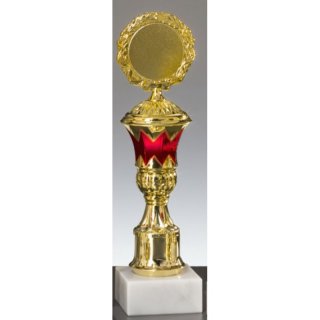 Trophäe gold-rot H235mm Marmor 65x30mm weiß