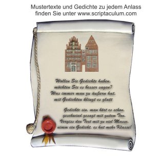 Urkunde Decoramic 180x220mm  sandfarben, Artelith Motiv der Stadt Bremen zwei Huser