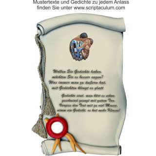 Urkunde Decoramic 220x350mm sandfarben, Artelith Motiv, Der Kuss von Gustav Klint
