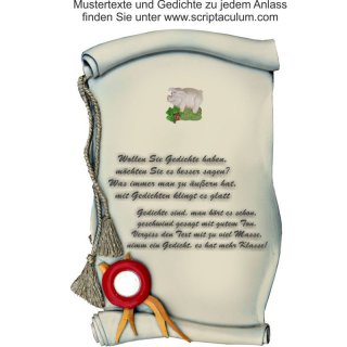 Urkunde Decoramic 220x350mm sandfarben, Artelith Motiv Glcksschwein