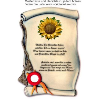 Urkunde Decoramic 220x350mm sandfarben, Artelith Motiv Sonnenblume