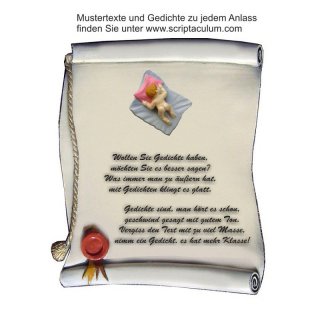 Urkunde Decoramic 180x220mm  sandfarben, Artelith Motiv Baby Mdchen rot