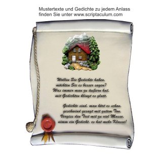 Urkunde Decoramic 180x220mm  sandfarben, Artelith Motiv Haus in den Bergen