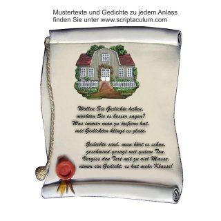 Urkunde Decoramic 220x350mm sandfarben, Artelith Themen-Motiv graues Haus