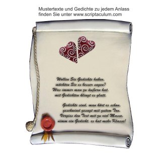 Urkunde Decoramic 180x220mm  sandfarben, Artelith Motiv zwei Herzen rot