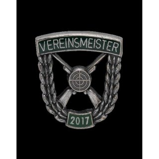 Vereinsmeisterabzeichen 29 mm, altsilberfarbig, mit Sicherheitsnadel