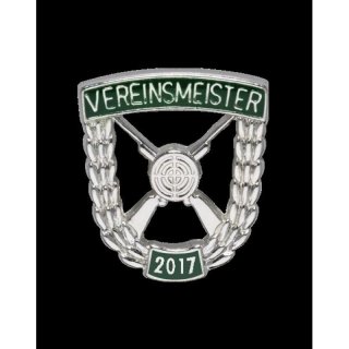 Vereinsmeisterabzeichen 29 mm, versilbert, mit Sicherheitsnadel