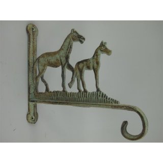 Wandhaken Pferde Gueisen farbig L.17cm H.19cm