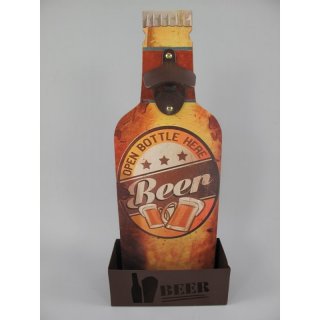 Wandschild Eisen OPEN BOTTLE HERE BEER H.37x16cm Gewicht 0,3 kg Flaschenffner