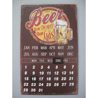 Wandschild Jahreskalender Bier Beer Antik Eisen H.40cm x L.25cm