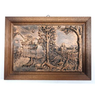 Wandtafel Holzrelief Motiv Taubenzucht