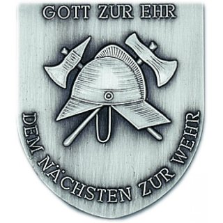Wappen 75x65mm geprgt Feuerwehr Helm + Hacke