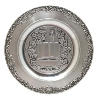 Zinnteller Andacht Kirche  23cm inkl. Gravur