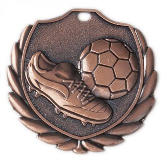Zamak-Medaille Fuball 49x48mm bronze 22 Gramm / Rckseite:  40mm