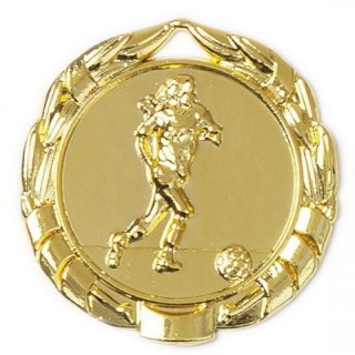 Zamak-Medaille Fuball Damen 40mm gold 12 Gramm