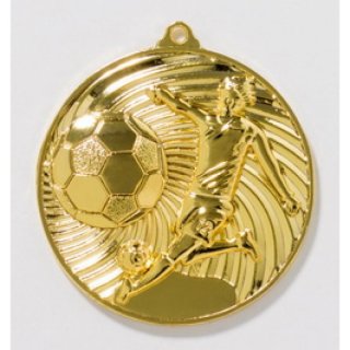 Zamak-Medaille Fuball 50mm gold 20 Gramm / Rckseite: 47mm