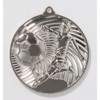 Zamak-Medaille Fuball 50mm silber 20 Gramm / Rckseite: 47mm
