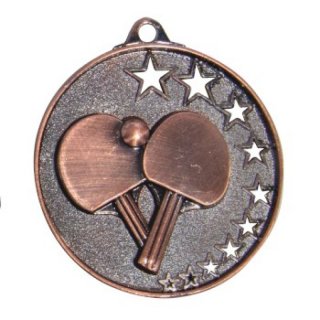 Zamak-Medaille Tischtennis 50mm bronze 26 Gramm