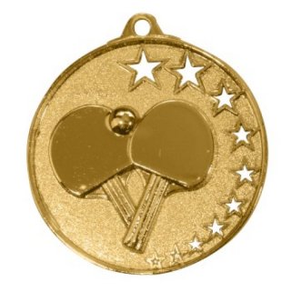 Zamak-Medaille Tischtennis 50mm gold 26 Gramm