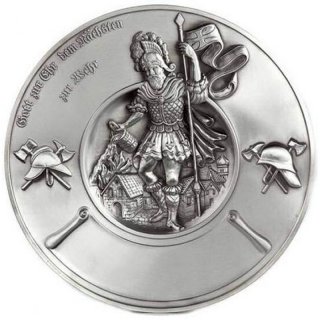 Zinnteller Feuerwehr Sankt Florian  24cm inkl. Gravur