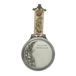 Zinnmedaillon Herzlichen Glckwunsch mit Band D=165mm inkl. Gravur