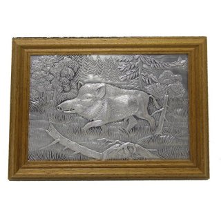 Zinnrelief  Wildschwein 23x18 cm