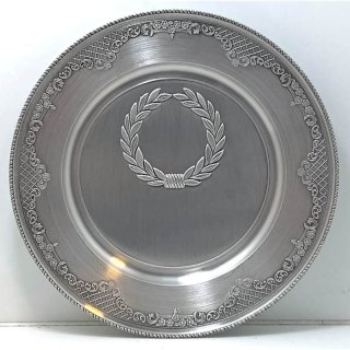 Zinnteller 24cm mit Emblem 50mm incl.Gravur