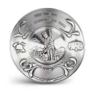 Zinnteller Feuerwehr, St.Florian Wandteller 24cm
