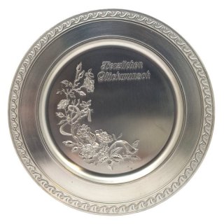 Zinnteller Herzlichen Gckwunsch D=230 mm inkl. Gravur